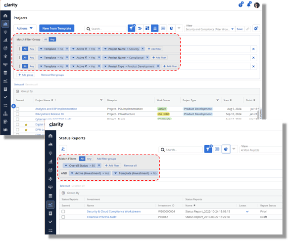 Clarity 16.3 Persistent Filter Panel State